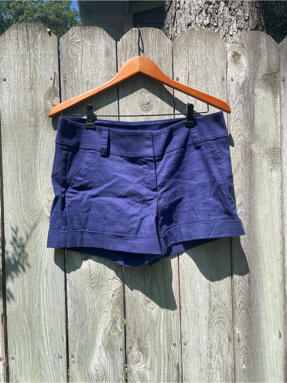 Express Women's Navy High-Waist Fold-Cuff Shorts